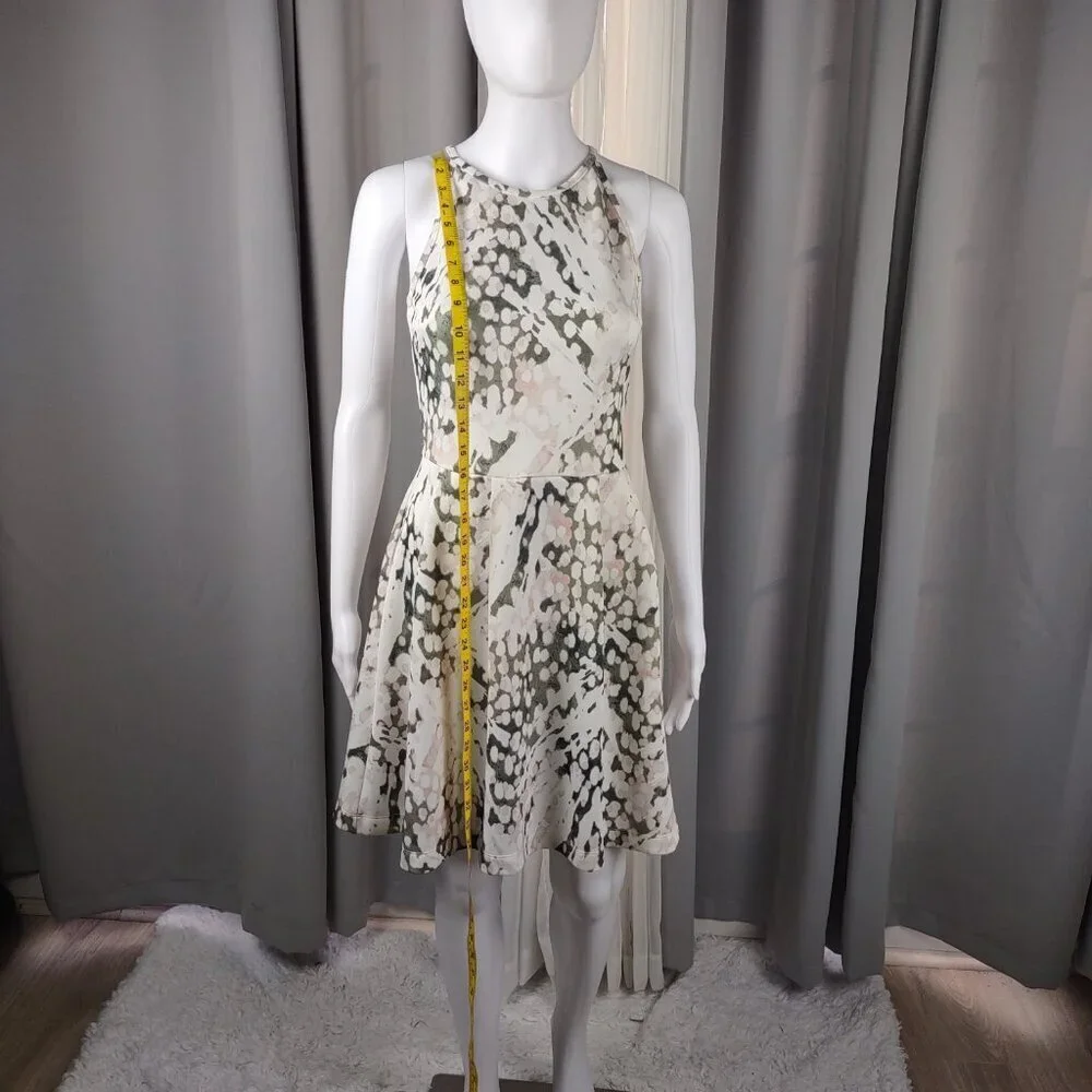 Mossimo White Pink & Green Floral Fit & Flare Sleeveless Knit Dress Crew Neck XS - Picture 6 of 11